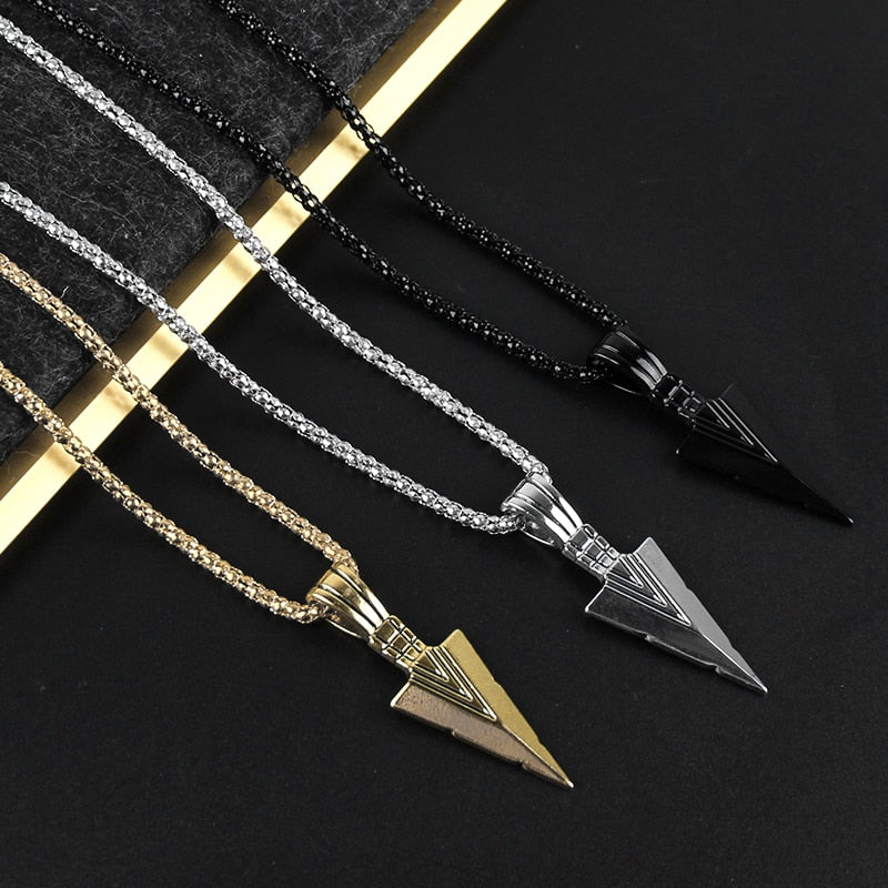 Arrow Head Pendant Long Chain Necklace