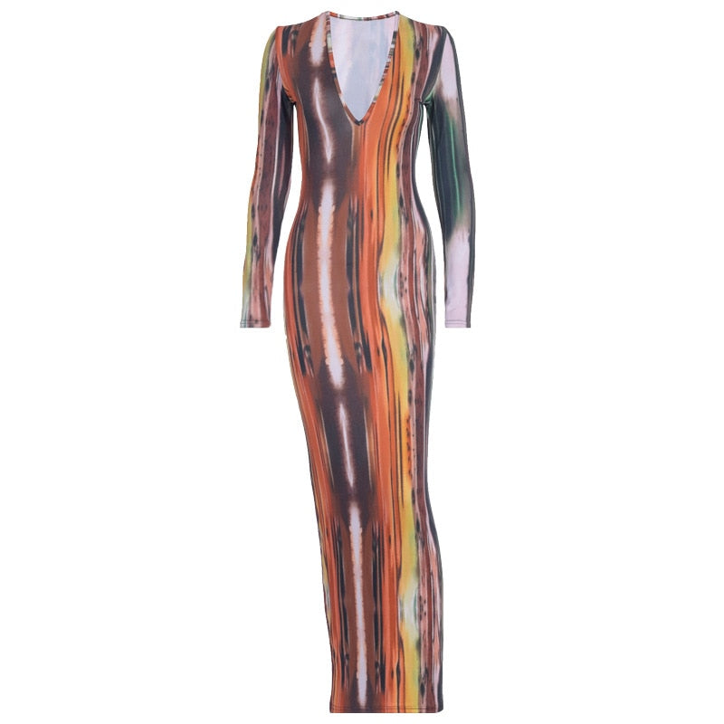 Stripe Sexy V-Neck Bodycon Dress