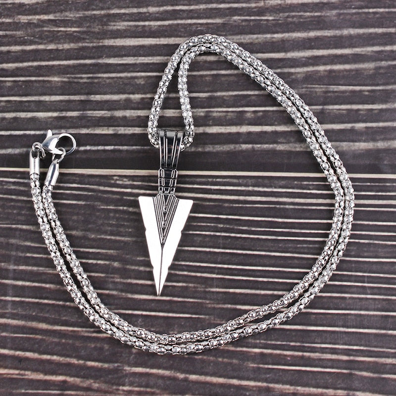 Arrow Head Pendant Long Chain Necklace