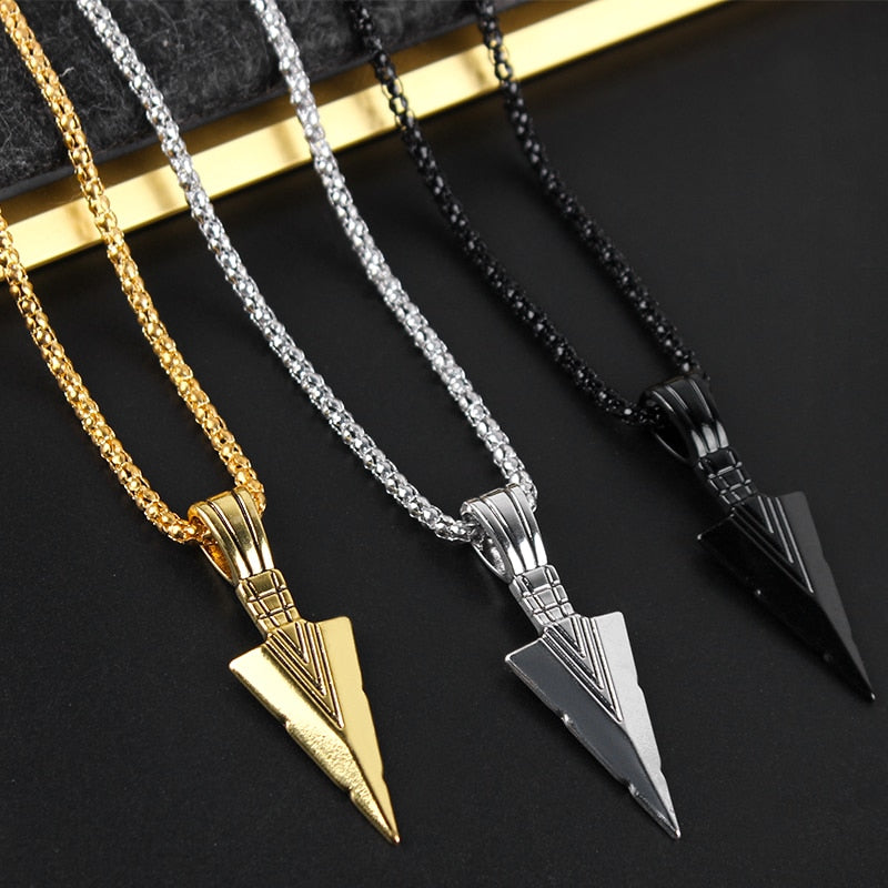 Arrow Head Pendant Long Chain Necklace