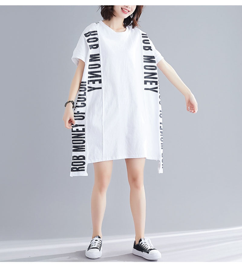 Letter Printed Bat T-shirt Dress