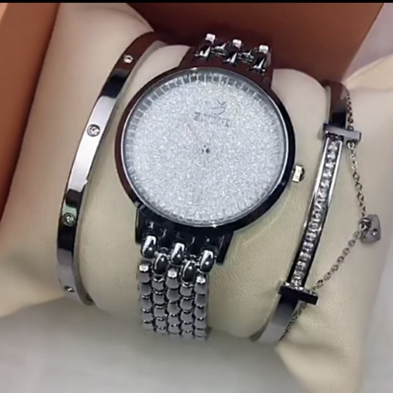 Classy Watch with Colourblock Striped Band