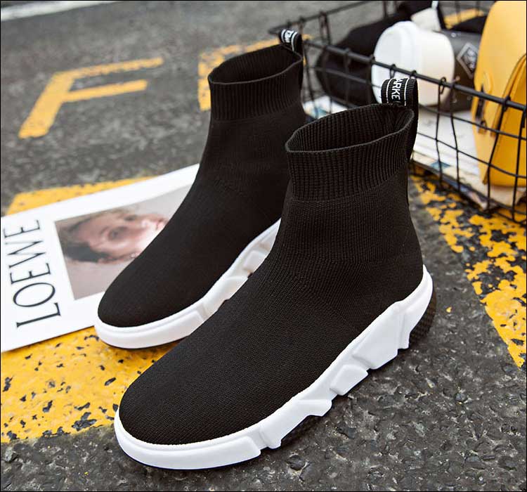 Black Elastic Kint Sock Shoes