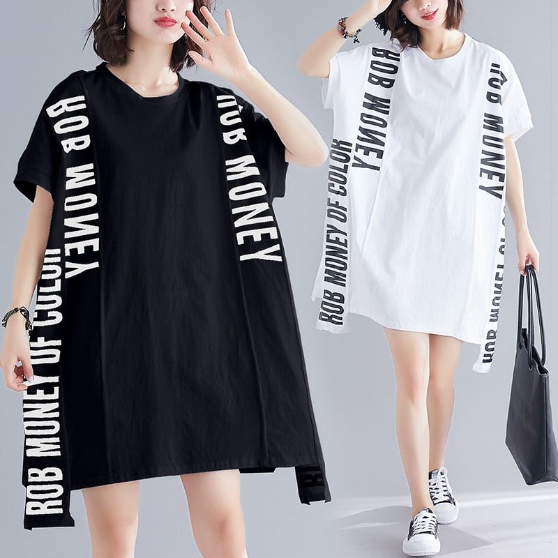 Letter Printed Bat T-shirt Dress