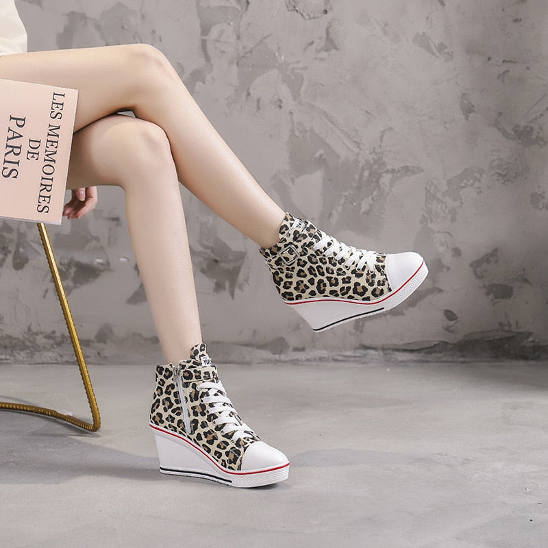 High Heel Top Canvas Sneakers