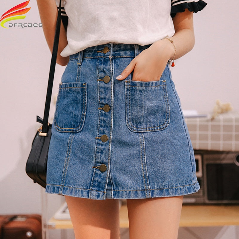 High Waist A-line Mini Skirt