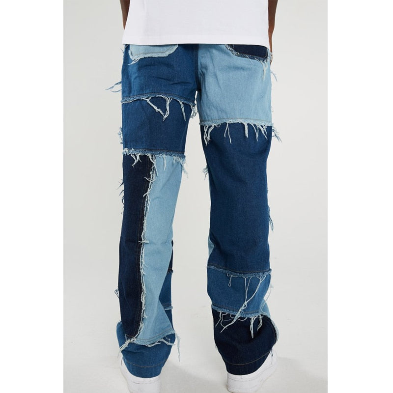 Splice Casual Straight Tassel Patchwork Jeans