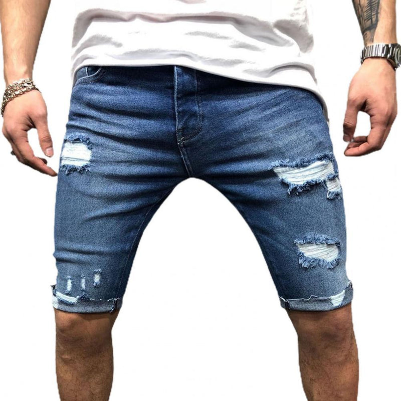 Breathable Ripped Denim Shorts