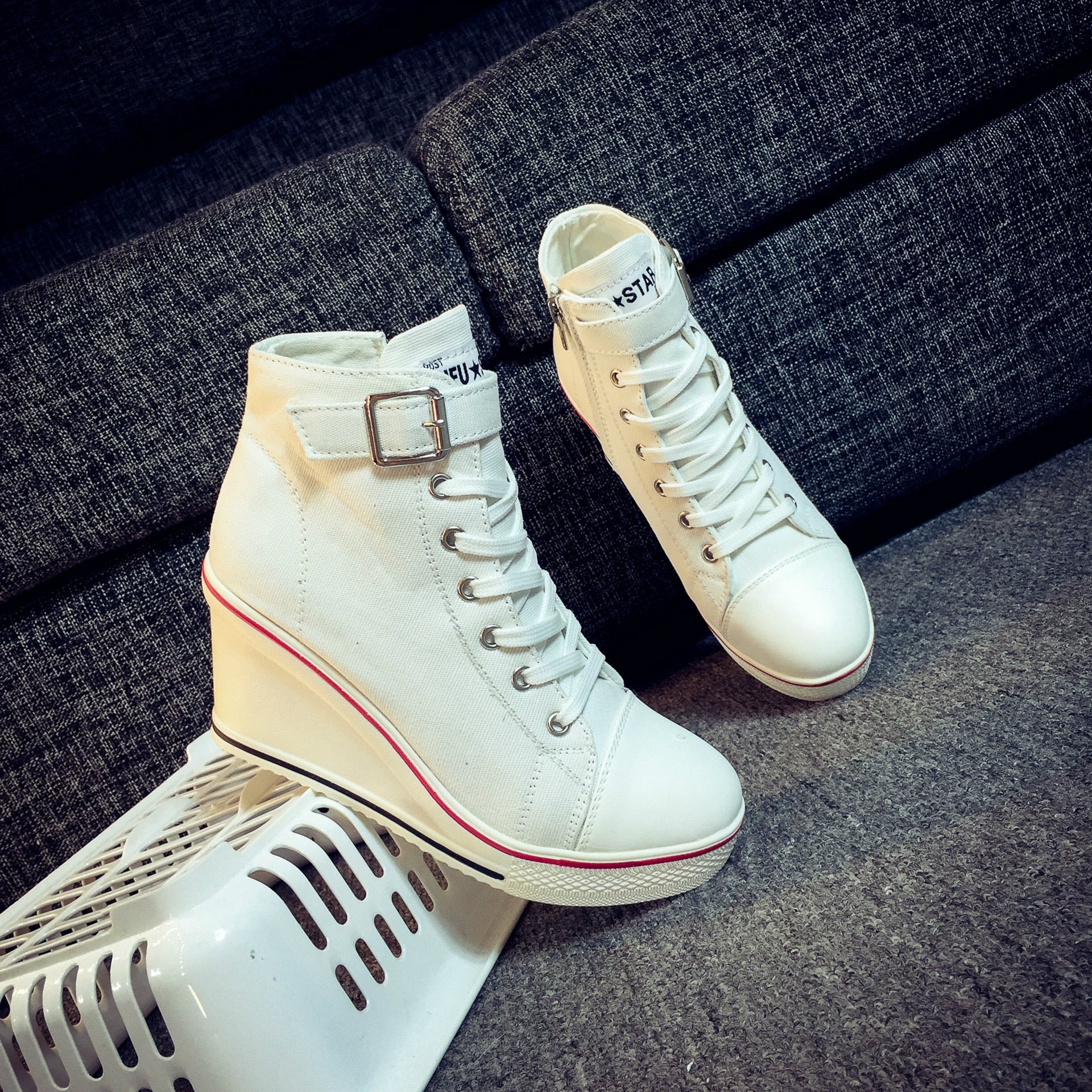 High Heel Top Canvas Sneakers