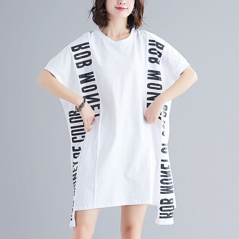 Letter Printed Bat T-shirt Dress
