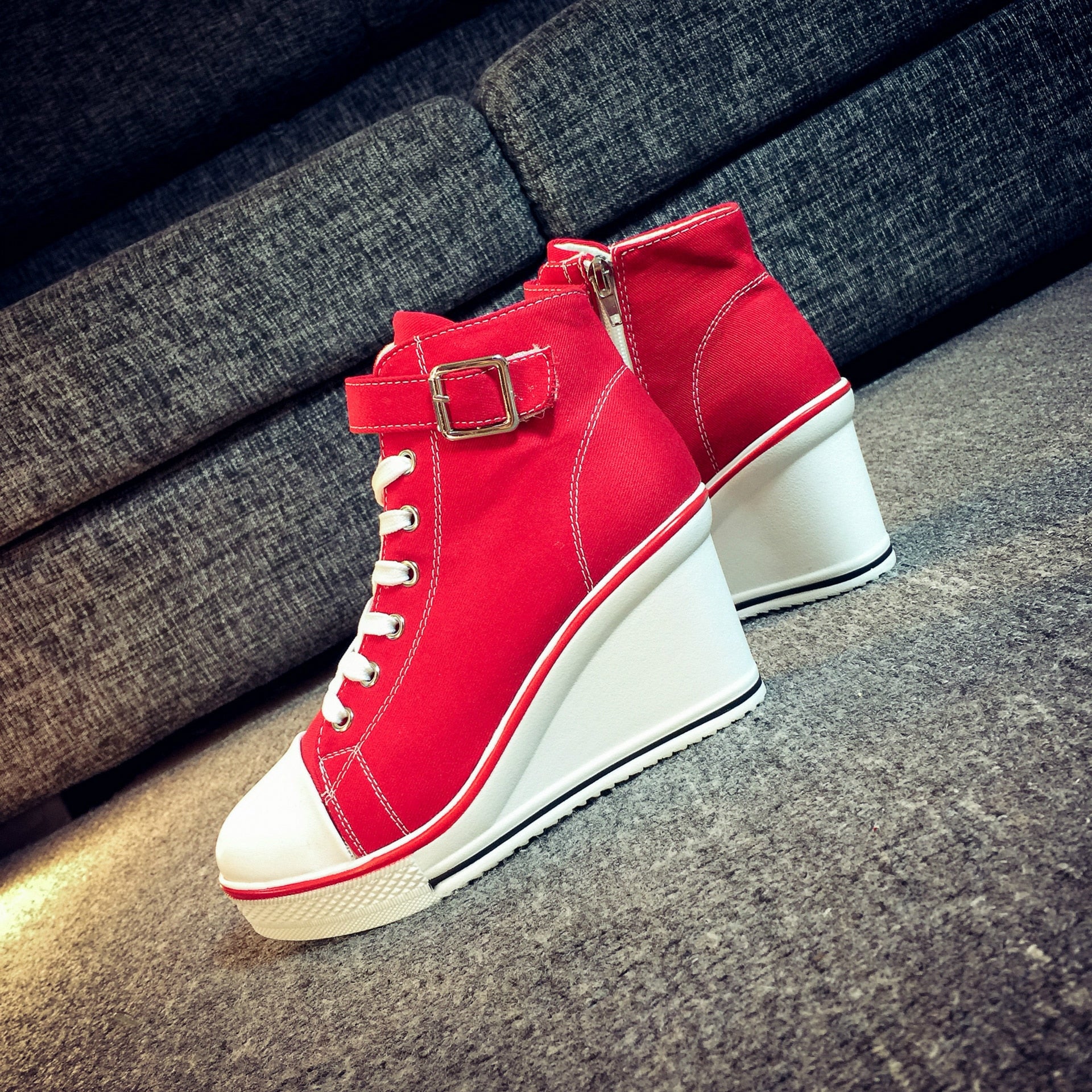 High Heel Top Canvas Sneakers