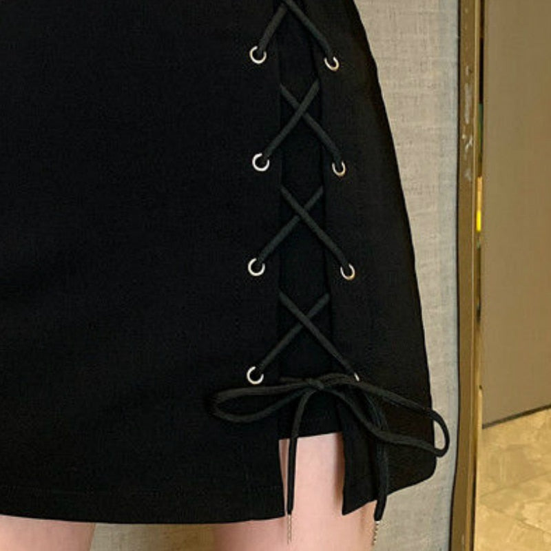 Lace Up Mini Skirt