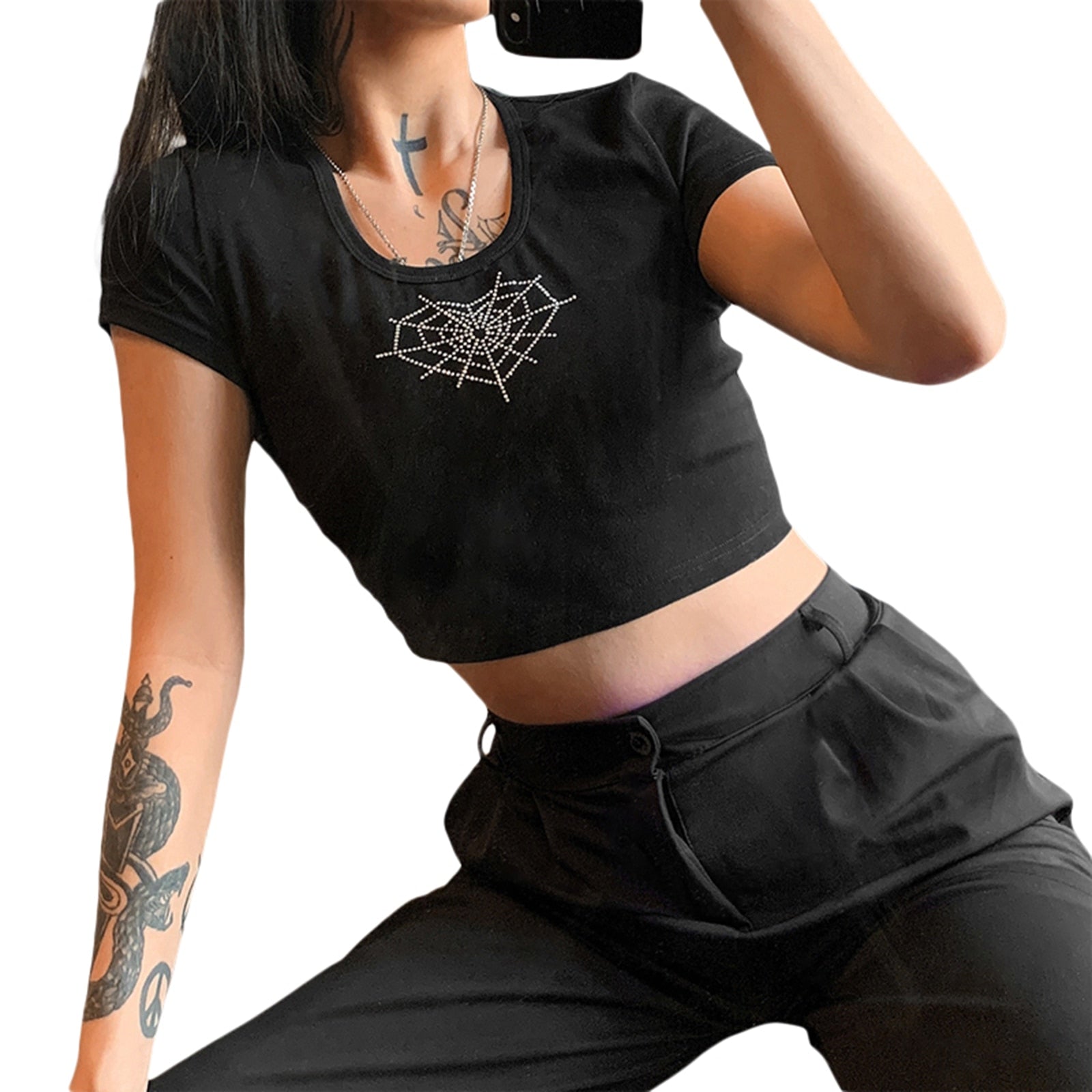 Harajuku Short Sleeve T-Shirt with Chains