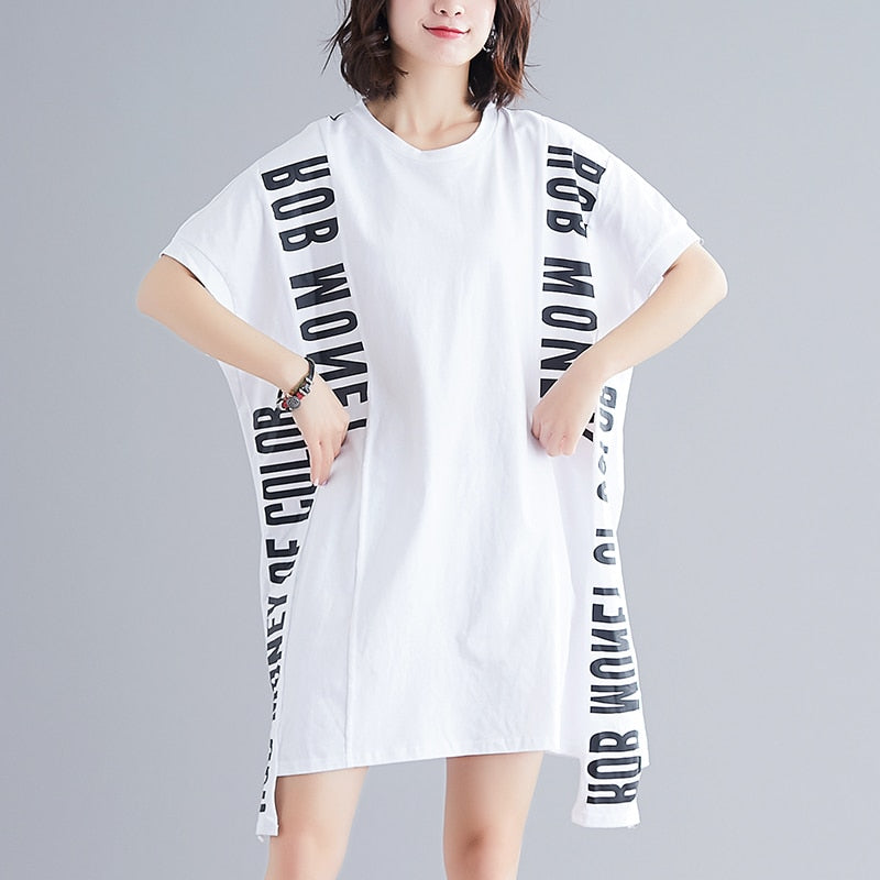 Letter Printed Bat T-shirt Dress