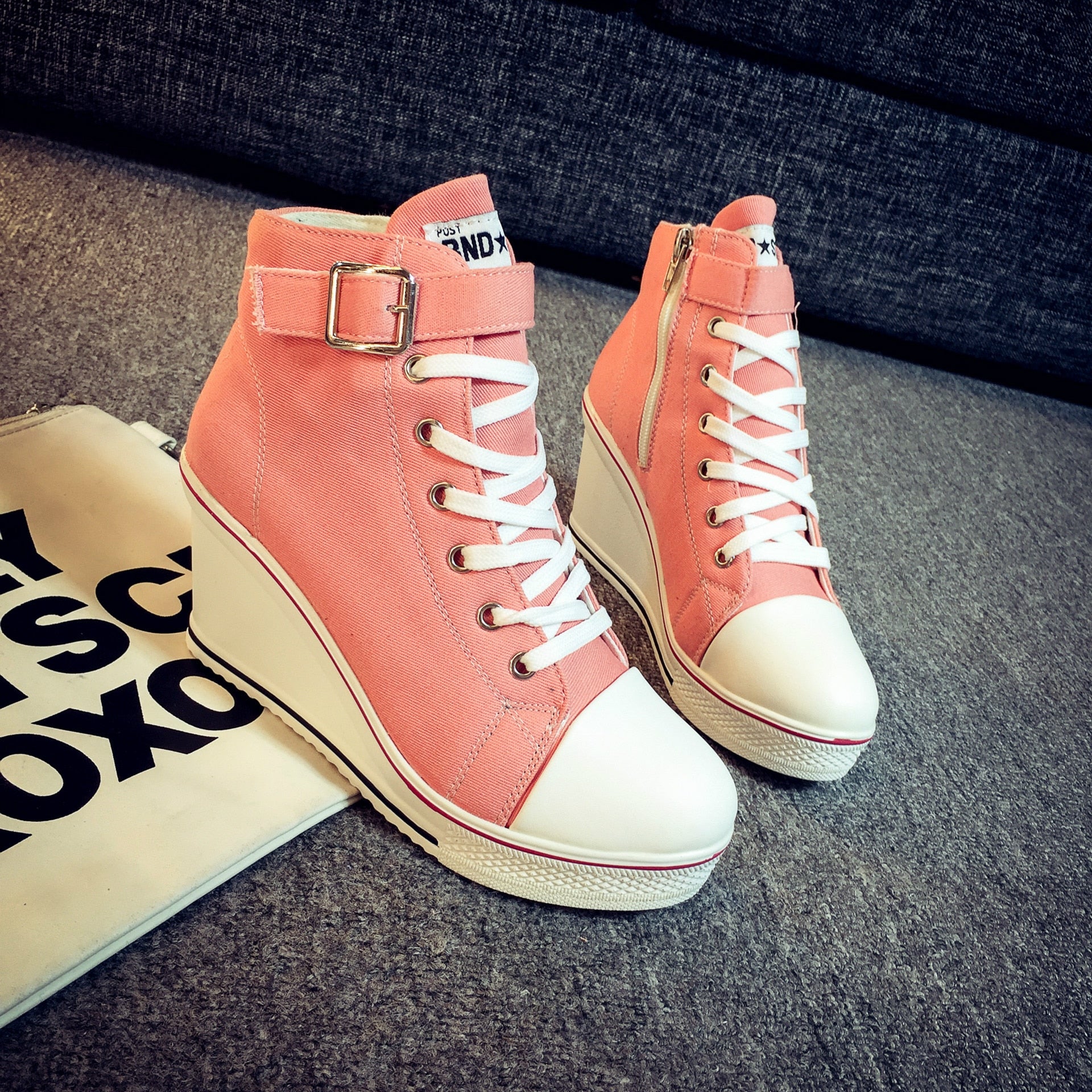 High Heel Top Canvas Sneakers