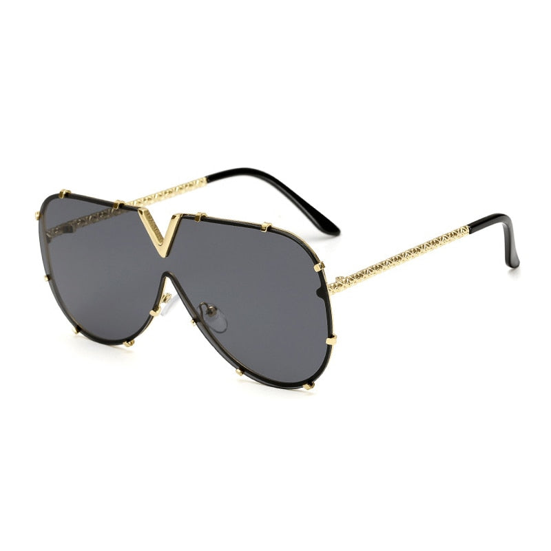 Oversized Rimless Sunglasses with Mirror Lens