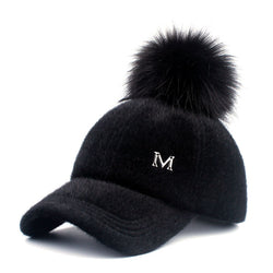 Fashionable Faux Fur Snapback with Pompom Ball