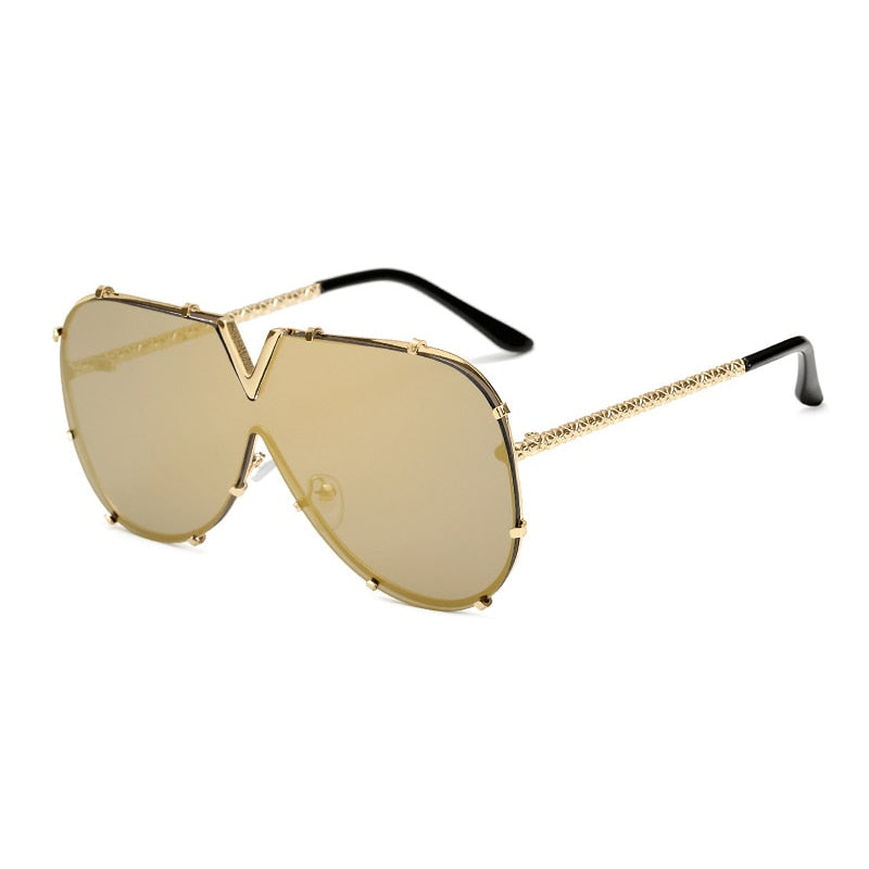 Oversized Rimless Sunglasses with Mirror Lens