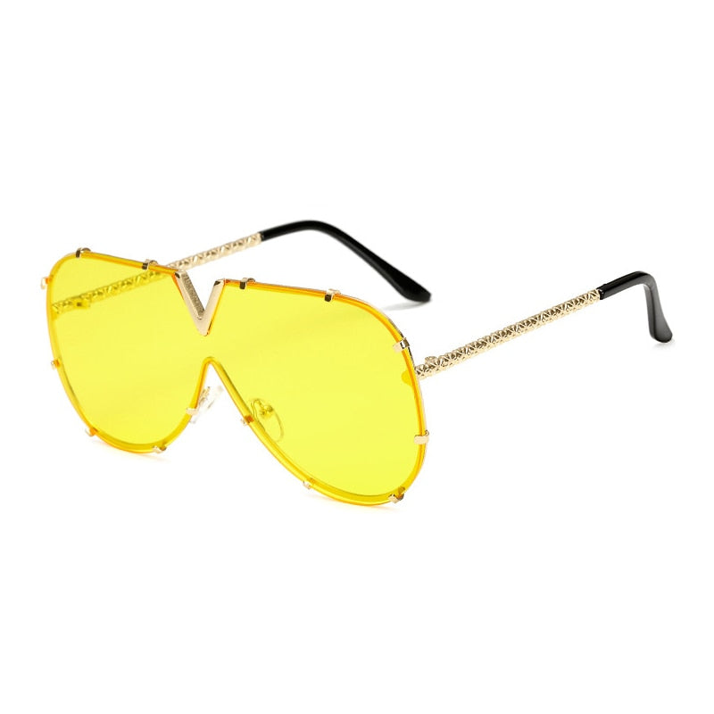 Oversized Rimless Sunglasses with Mirror Lens