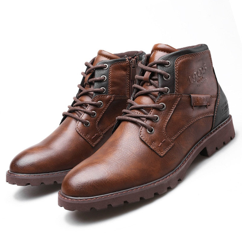 Rugged Men’s Leather Boots – Outdoor & Streetwear