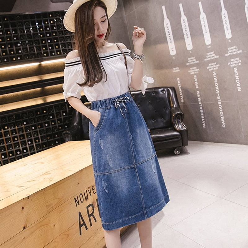 Vintage Korea Style Denim Skirt