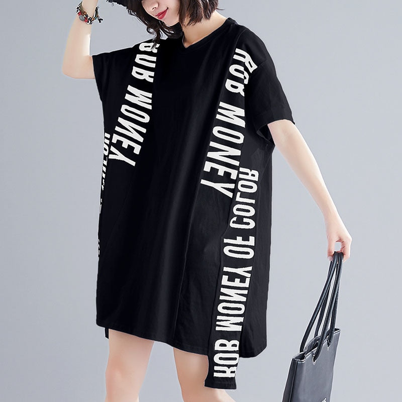 Letter Printed Bat T-shirt Dress