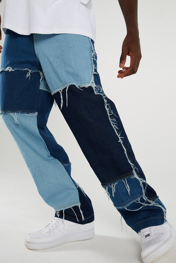 Splice Casual Straight Tassel Patchwork Jeans
