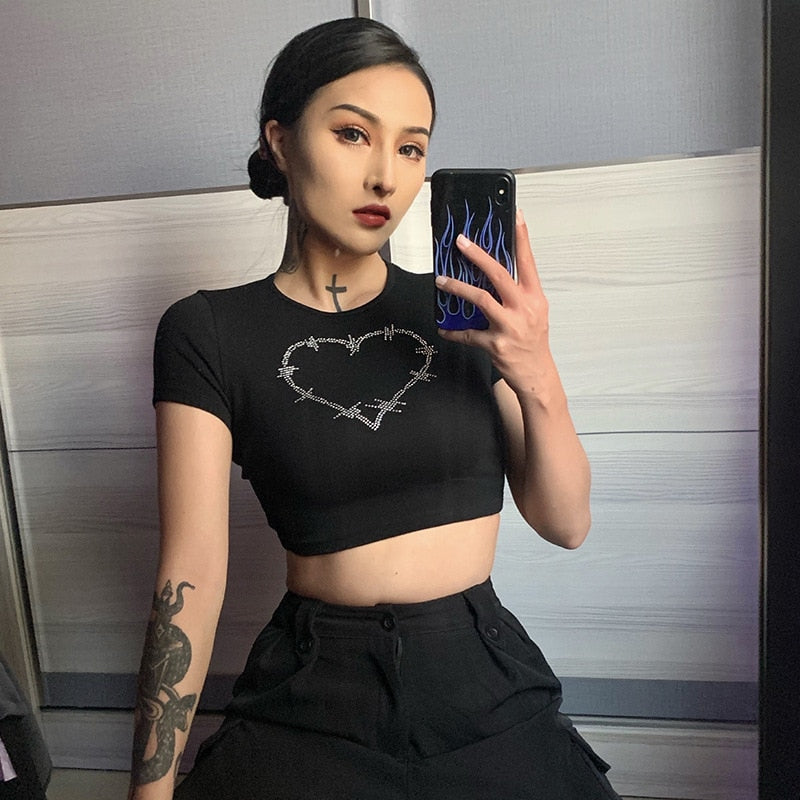 Harajuku Short Sleeve T-Shirt with Chains