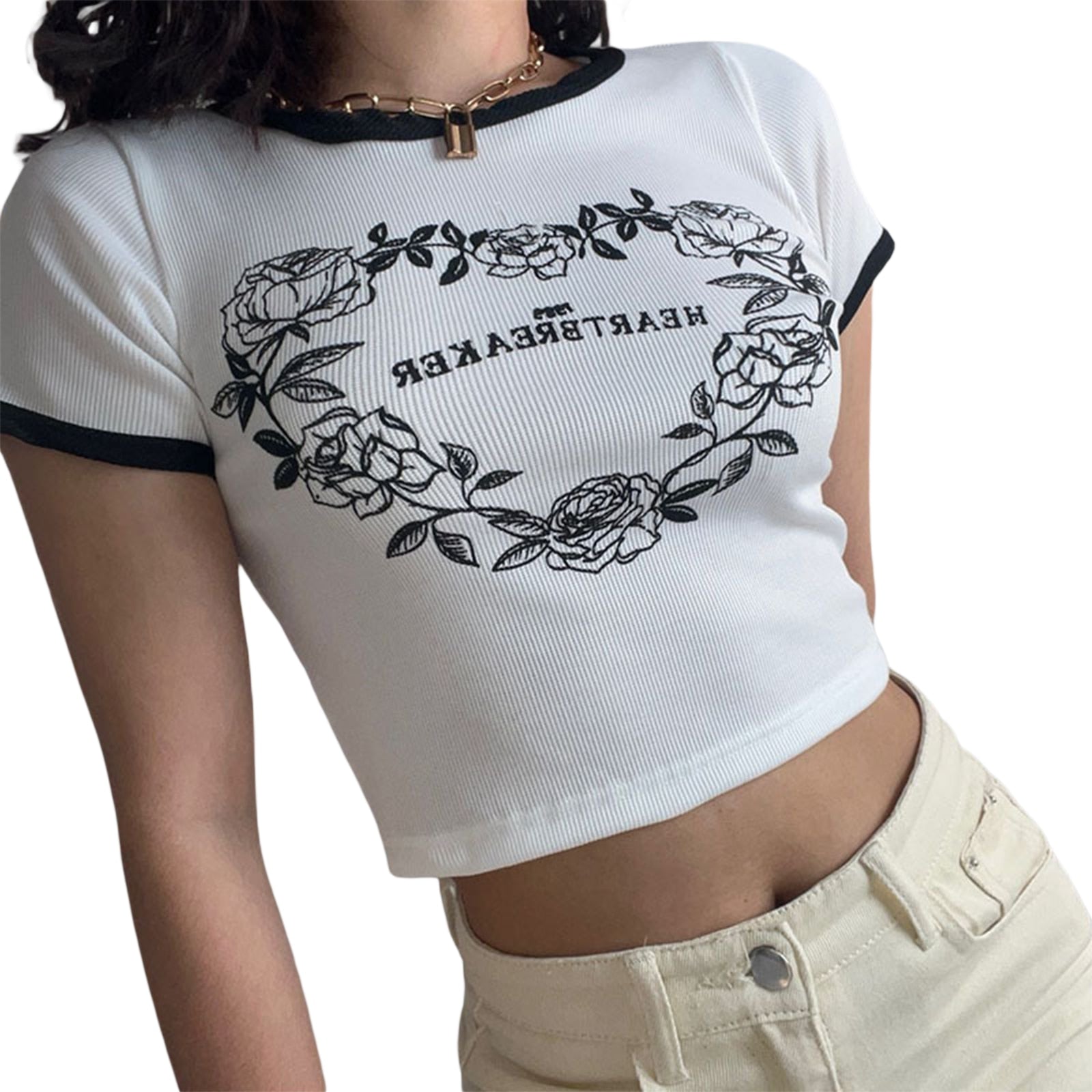 Harajuku Short Sleeve T-Shirt with Chains