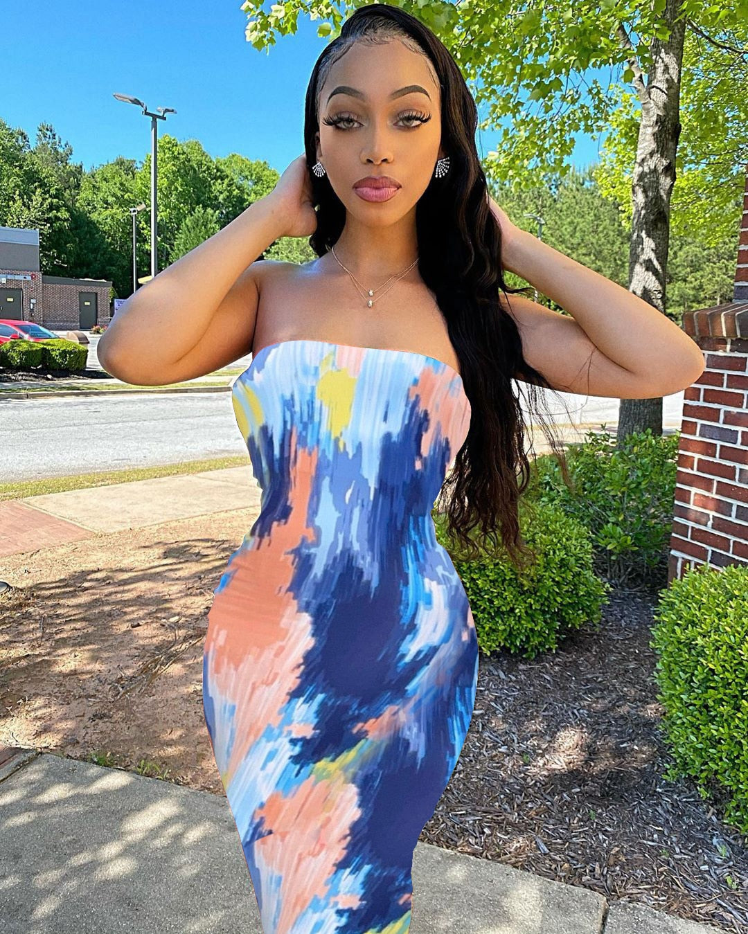 Stripe Sexy V-Neck Bodycon Dress