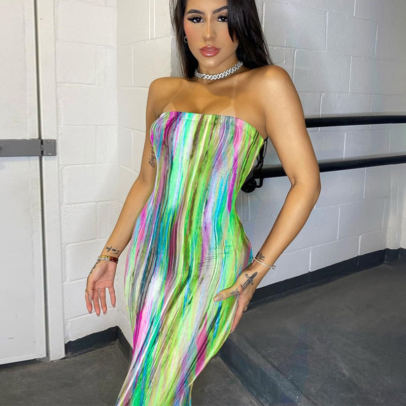 Stripe Sexy V-Neck Bodycon Dress