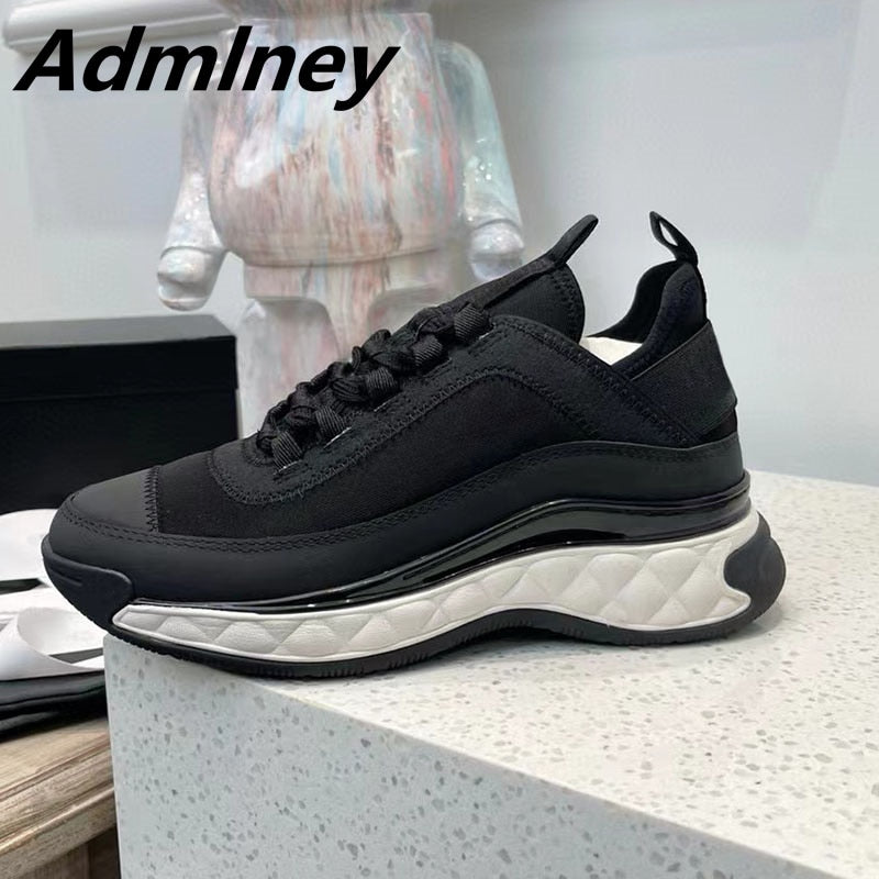 White Black Thick Sole Casual Sneakers