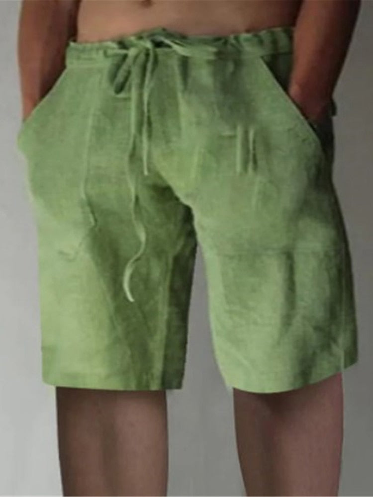 Vintage Pattern Print Cotton Linen Shorts