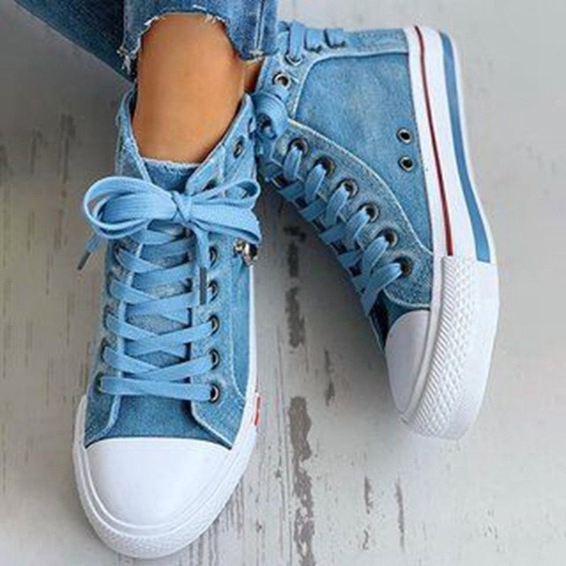 Skateboard Lace-up Denim Sneakers