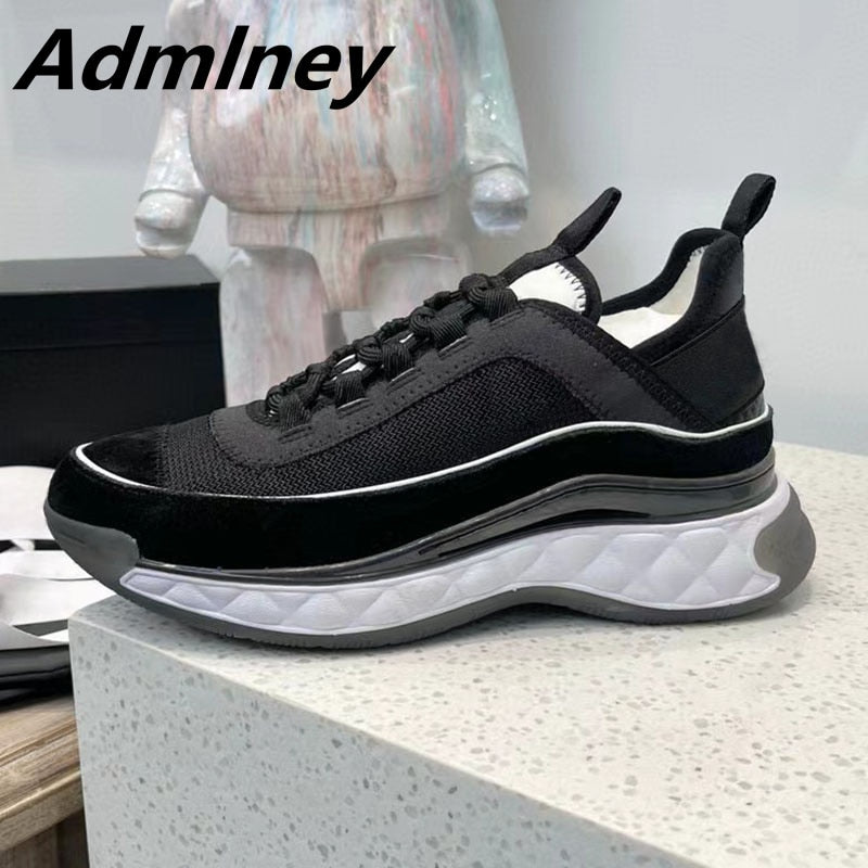 White Black Thick Sole Casual Sneakers