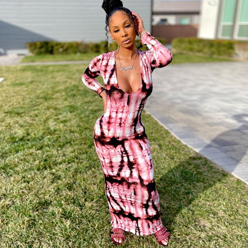 Stripe Sexy V-Neck Bodycon Dress