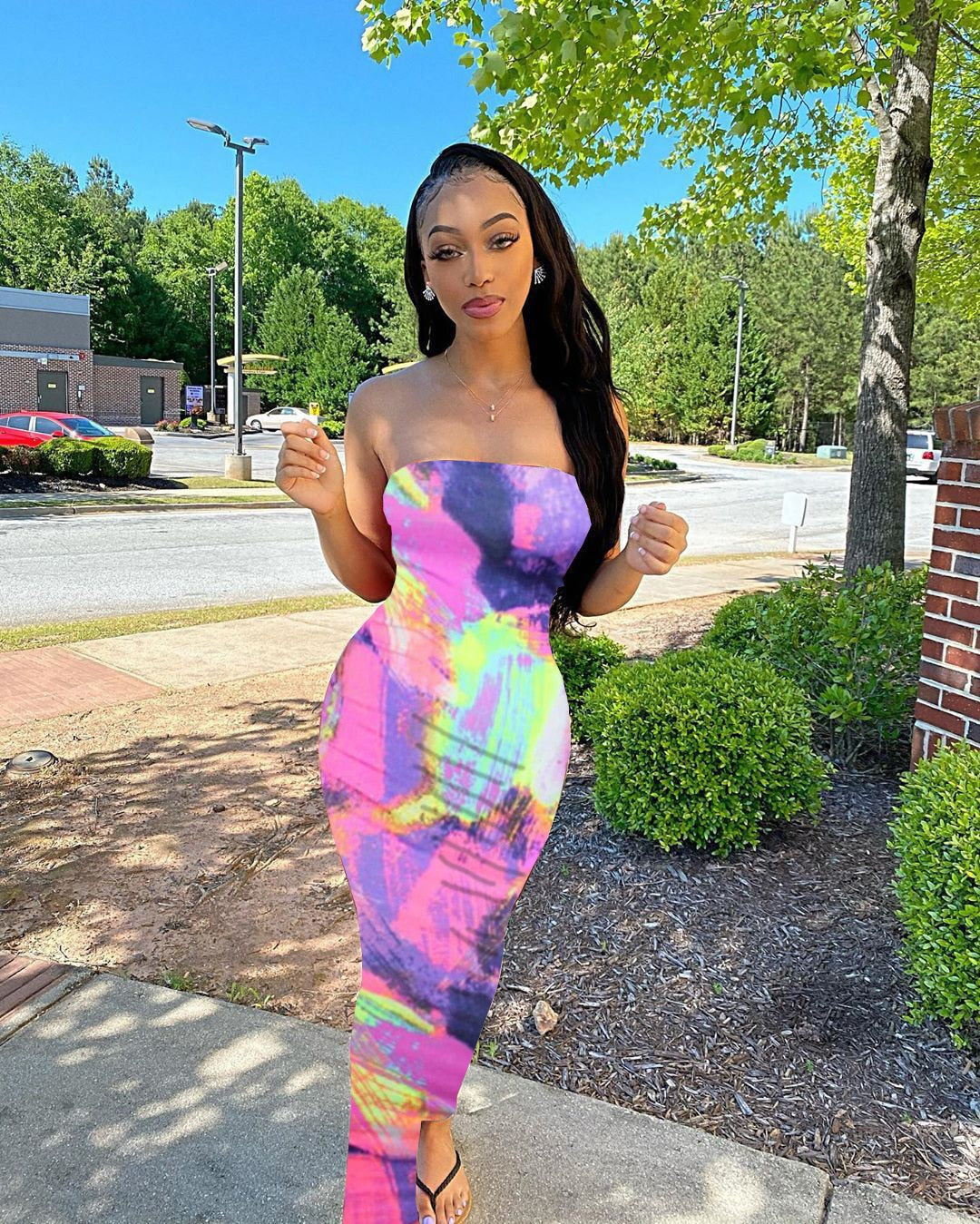 Stripe Sexy V-Neck Bodycon Dress