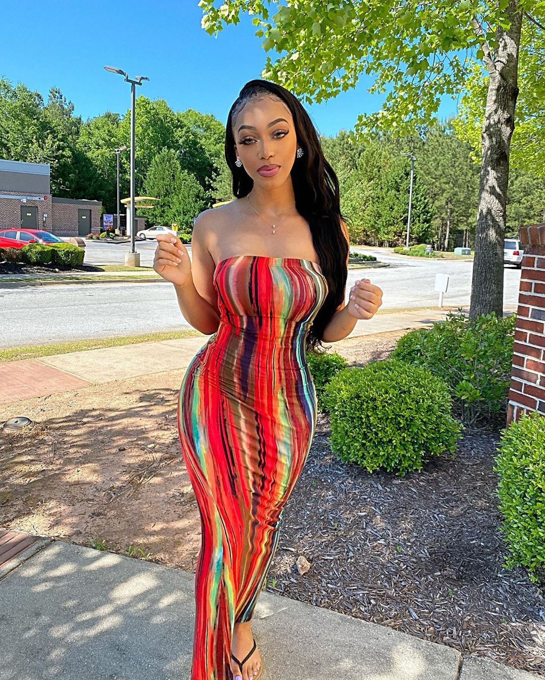 Stripe Sexy V-Neck Bodycon Dress