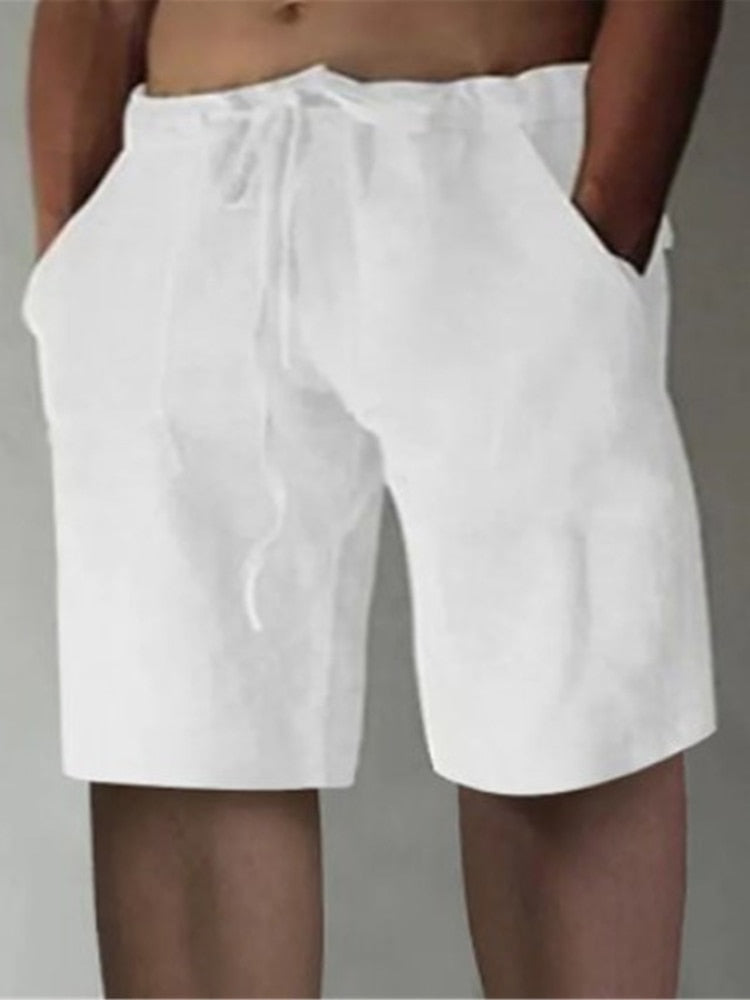 Vintage Pattern Print Cotton Linen Shorts