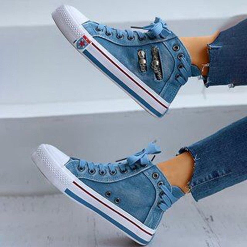 Skateboard Lace-up Denim Sneakers