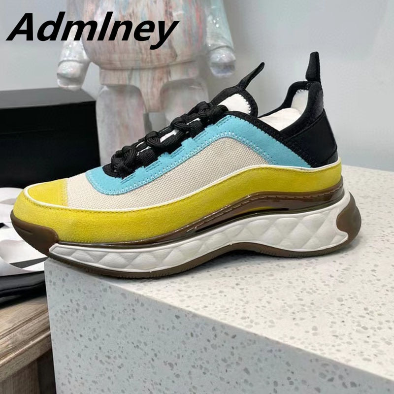 White Black Thick Sole Casual Sneakers