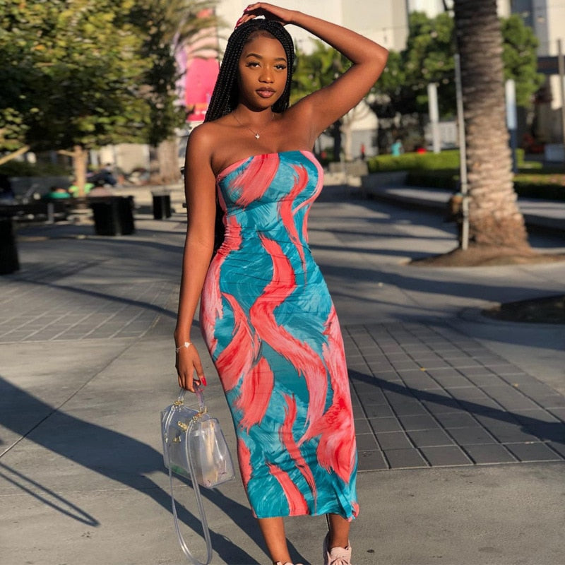 Stripe Sexy V-Neck Bodycon Dress