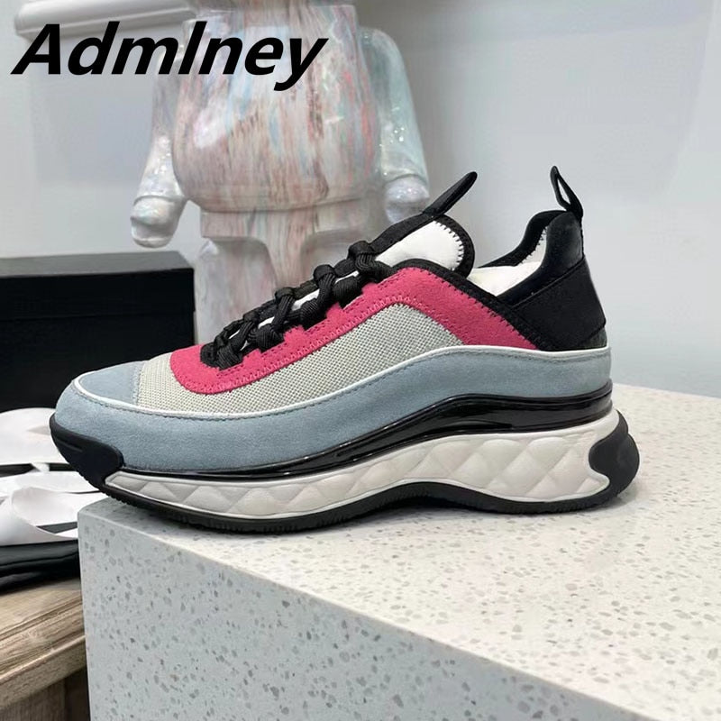 White Black Thick Sole Casual Sneakers