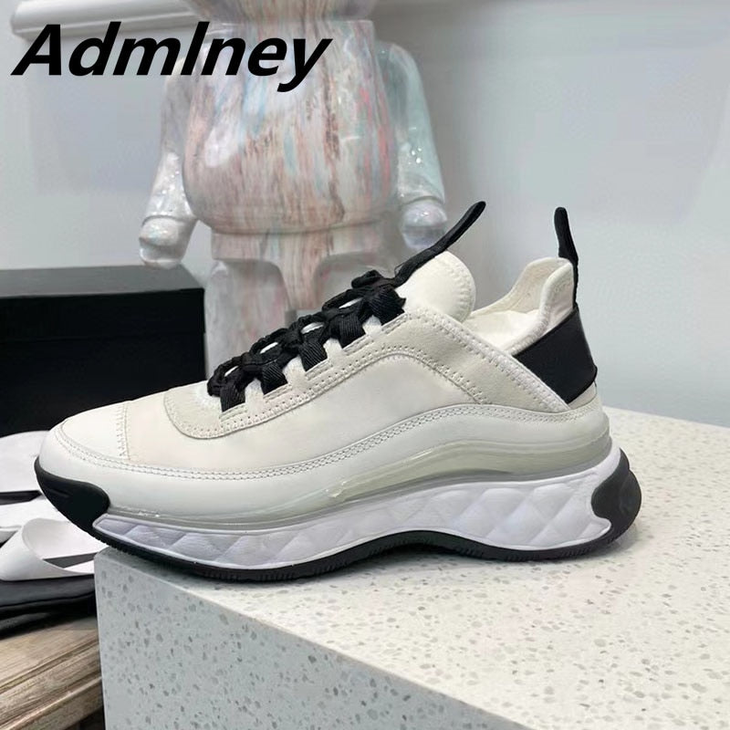 White Black Thick Sole Casual Sneakers