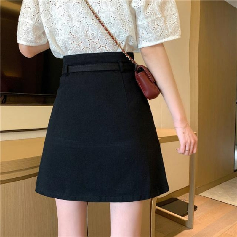 High Waist Plaid Pleated Skirt