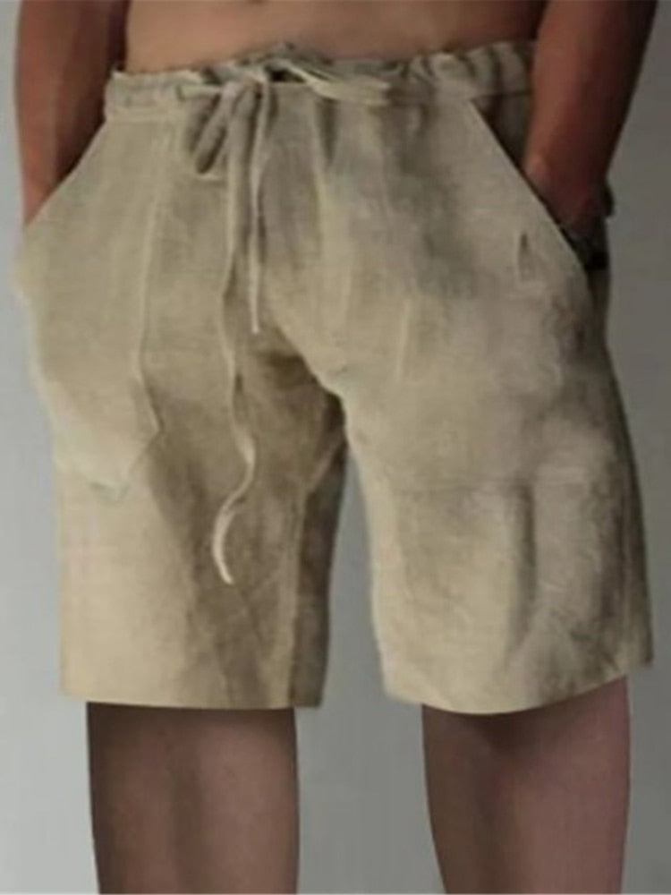 Vintage Pattern Print Cotton Linen Shorts