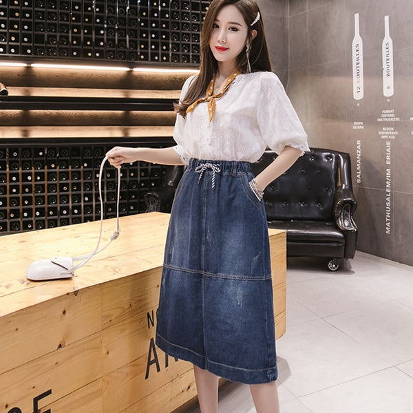Vintage Korea Style Denim Skirt