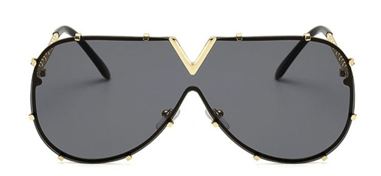 Oversized Rimless Sunglasses with Mirror Lens