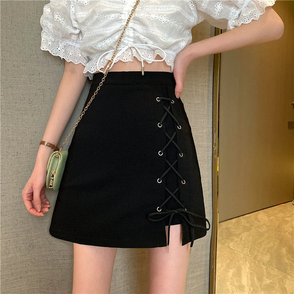 Lace Up Mini Skirt