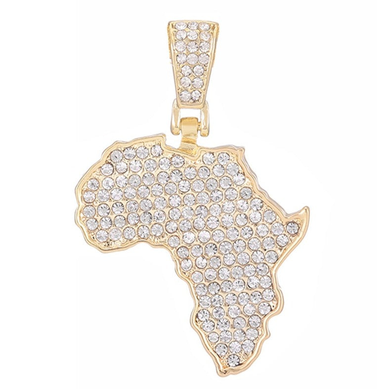 Unisex African Map Necklace